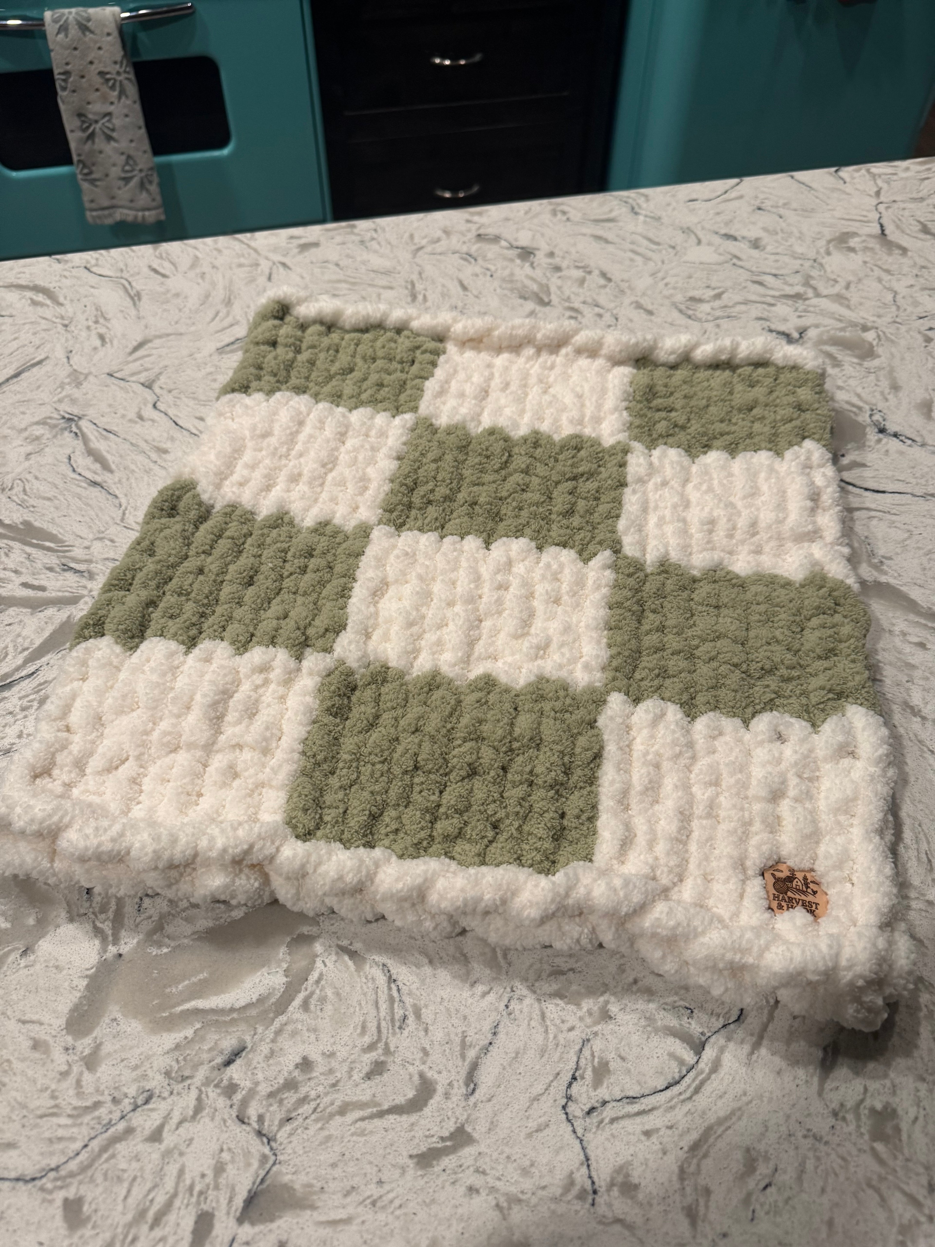 Checkered baby car seat blanket