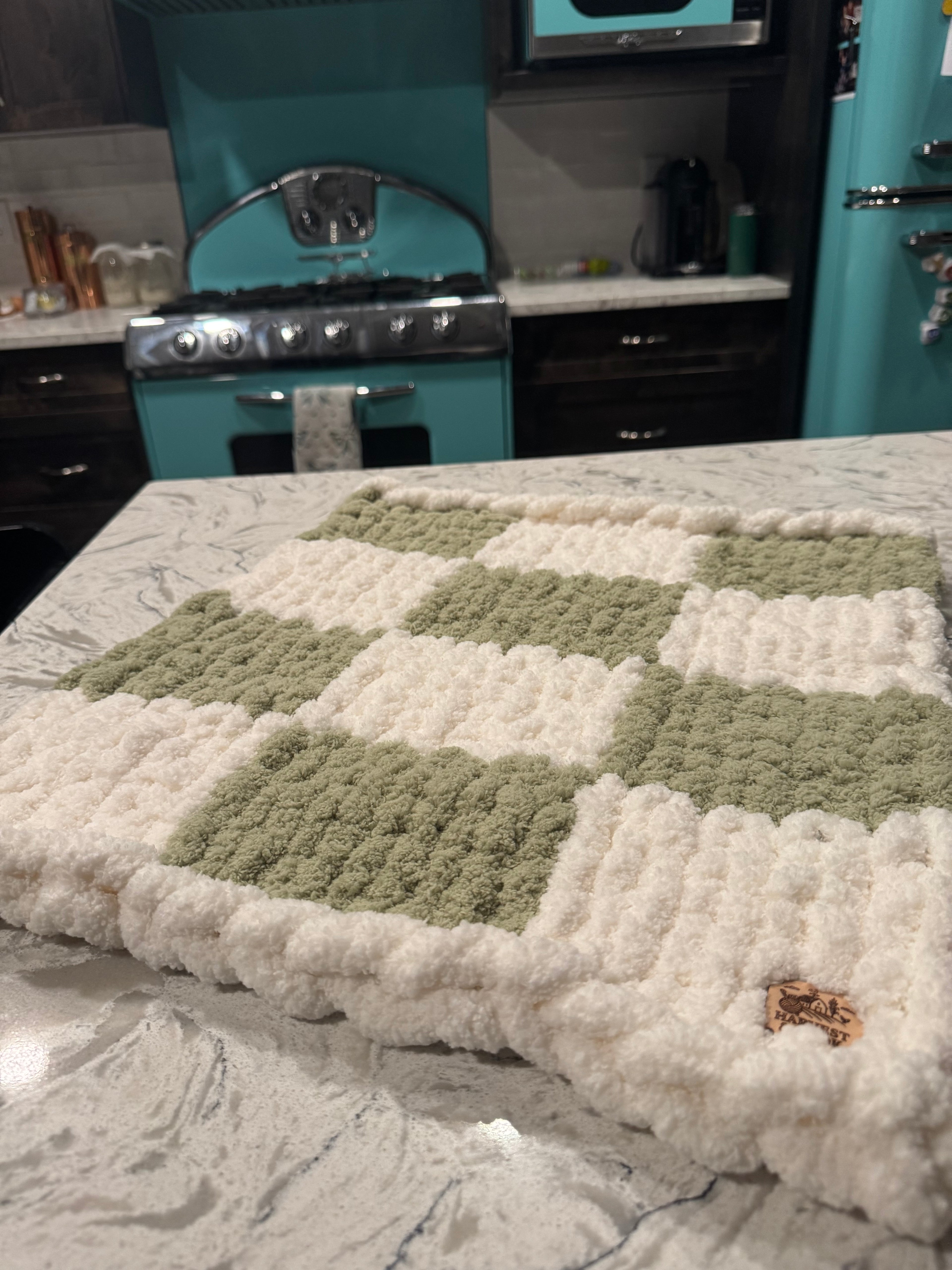 Checkered baby car seat blanket